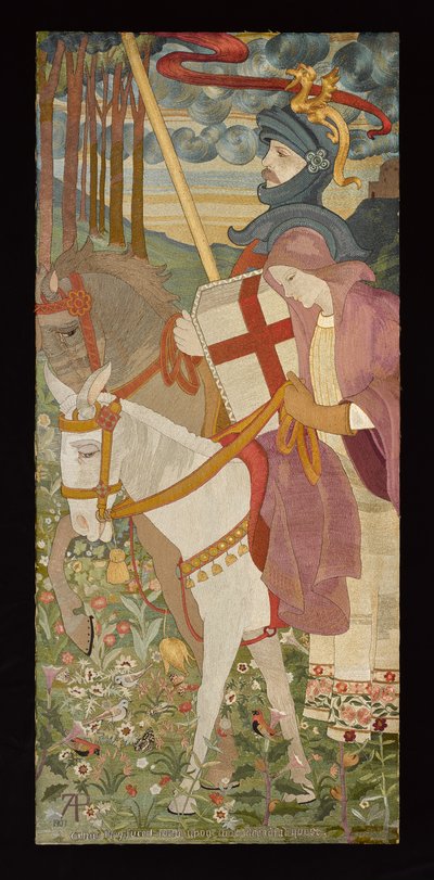 سانت جورج ، فارس الصليب الأحمر مع أونا ، 1907 (التطريز) (انظر أيضًا 141950-51) بواسطة Phoebe Anna Traquair